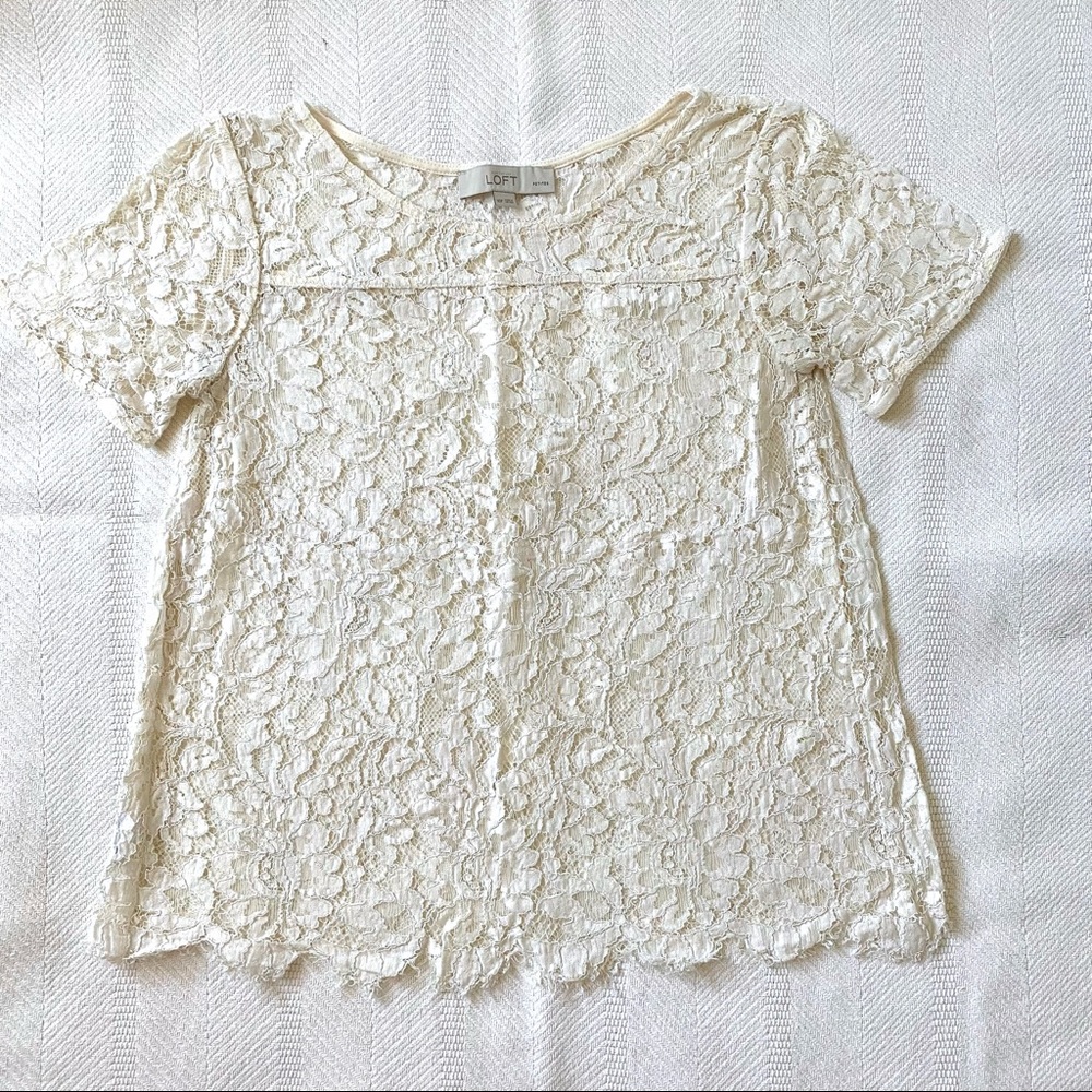 LOFT scallop hem lace blouse